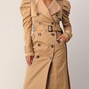 Double Breasted Puffed Shoulder Belted Trench Coat Size L Photo 0