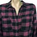 Beach Lunch Lounge Purple & Black Buffalo Plaid Popover‎ Blouse Photo 3