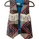 Vintage Western Fringe Vest Small Blue Photo 0