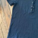 Tory Burch Emily Ruffle Navy Polo Shirt Photo 5