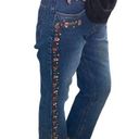 Bill Blass Vintage  Flower Embroidered High Rise Blue Jeans Size 8 Petite Photo 0