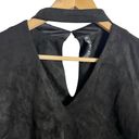 Design Lab  Lord & Taylor Black Long Bell Sleeve Faux Suede Keyhole Top Size S Photo 1