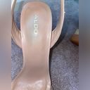 ALDO  NUDE OPEN TOE PLATFORM CHUNK WOOD-MIRRORED HEELS WITH ANKLE STRAP SIZE 9 Photo 8