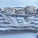 J.Jill  Long Sleeve White Blue Striped Fringe Shirt Size Small Photo 2