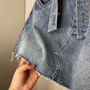 We The Free FP  East Of Eden Belted Denim Frayed Mini Skirt Size 30 Retro Autumn Photo 2