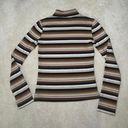 Striped Turtleneck Long Sleeve | Size: XS/S | Versatile Layering Piece Brown Photo 1