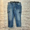 KanCan Avery Cargo Crop Utility Jeans Denim Acid Washed Blue Womens Size 13/30 Photo 2