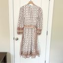 Cleobella  Blakey Hand Blocked Neutral Floral Long Sleeve Midi Dress Size Small Photo 7