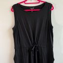 Eileen Fisher  Dress Black Roundneck Drawstring Waist Jersey Dress Sz L NWT Photo 5