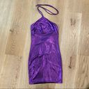 superdown Revolve -  Amanda Halter Mini Dress in Purple Metallic Photo 2