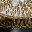 La Regale Vintage 60s  Beaded Fringe Trim Purse Chain Strap Gold Cream Clutch Photo 2