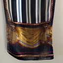 Liz Claiborne Vtg  silk Scarf rectangular neck hair 10“ x 52” Gold cord Striped Photo 1