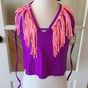 OP Tankini top womens Small Swimsuit purple fringe Photo 0