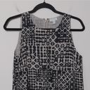 Garnet Hill  Linen Fringe Hem A-Line Dress Black Beige Geometric Jewel Neck 6 Photo 2