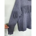 Jason Wu  Collective Sweater Size M Wool Blend Fringe Grey Mockneck Western Boho Photo 3