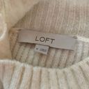 Loft  Women's Mock Turtleneck Cable‎ Knit Oversized Pullover Sweater Ivory Size M Photo 3