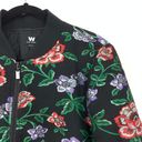 W By Worth  Womens Size Medium Black Floral Jacquard Bomber Jacket Photo 2