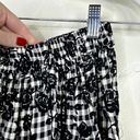 Coldwater Creek  90's Black Velvet Rose Print Gingham High Waist Midi Skirt Photo 8