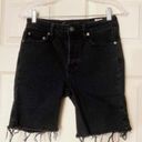 Free People Black Ash Denim Avery Raw Hems High Rise Bermuda Jean Shorts Photo 2