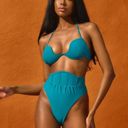 Andrea Iyamah  Women's Teal Sweetheart Neck Tie Gura Halter Top NWT Size XXL Photo 2