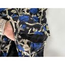 Jason Wu  Shirt Women 6 Black Blue Cream Floral V-Neck Asymmetrical Ruffle Silk Photo 7