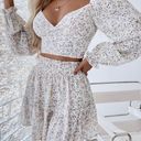 SheIn White Ditsy Floral Cropped Top & Ruffle Hem Skirt Two-Piece Set Large L Photo 0