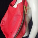 Vera Pelle  Red Leather Expandable Hobo Bag Photo 2