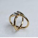 Criss Cross 4 Crystal Gold Tone Size 4 Y2K Party Glam Ring Photo 2