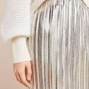 Maeve NWT Anthropologie  Nikola Midi in Silver Metallic Pleated Skirt 12 Photo 1