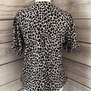 Vintage Animal Print Short Sleeve Sweater Top Tan Size M Photo 4