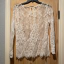 Ultra Pink  White Lace Longsleeve Top Size Large Photo 0