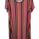 Brooks Bobbie  Multi-Color Knee Length Rainbow Striped T-Shirt Shift Dress XL Photo 0