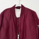 Topshop [] Burgundy Red Faux Fur Lined Oversized Bomber Flight Jacket Size 8 Tall Photo 5