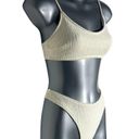 Women’s Minimalistic Abstract Ribbed Wavy White Bikini Set Size Small Photo 1