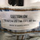 Cotton On  light wash blue distressed 90s retro high rise wide legs jeans sz 4 Photo 7