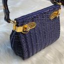 Vintage Blue Wicker Handbag Photo 2