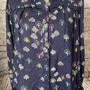 Maeve  Navy Blue Long Sleeve Blouse Tree Print Button Up Women’s Shirt 6P Photo 0