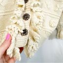 ZARA  NWOT Ruffled Floral Gem Button Down Knit Cardigan Sweater in Ivory Cream Photo 2