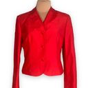 W By Worth  Jacket Red Silk Cropped Tailored Hourglass Sharp Shoulder Jewel Tone Photo 7