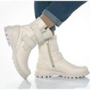 Ecco  Tredtray Moto Lug Limestone Ivory Leather Ankle Boots Size 8 Photo 1