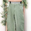 ZARA  Crop Barrel Leg Utility Jeans Size 4 Olive Green Cargo Indie Casual Photo 1