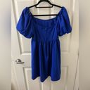 Altar'd State Altar’d State Mini Royal Blue Babydoll Dress Off-the-Shoulder Photo 3