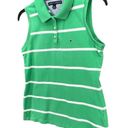 Tommy Hilfiger  Polo Womens M Green White Striped Sleeveless Golf Shirt Top Y2K Photo 1