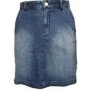 Lane Bryant GLAMOUR x  Plus Size Dark Wash Faded Knee Length Denim Jean Skirt 14 Photo 2