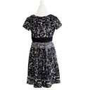 Gabby Skye  Dress Black White Floral Cotton Fit & Flare Front Pockets Size 12 Photo 3