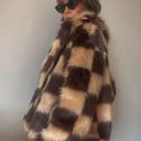 Beige Botany Checkered Fur Coat  Photo 2