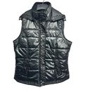 New York & Co. Shiny Black Hooded Quilted Puffer Vest Women’s Size Medium Photo 0