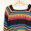 Umgee  Women's Multicolor Square Neck Crochet Knitted Pullover Sweater Large NWT Photo 3