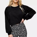 Topshop  Cropped Sweatshirt Pullover Black Crop Long Sleeve Size US 4-6 NWT Photo 0