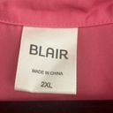 Blair  Pink 1/2 Sleeve Collared V Neck Button Down Blouse Semi Sheer Photo 6